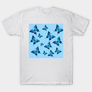 Blue Butterfly Pattern T-Shirt